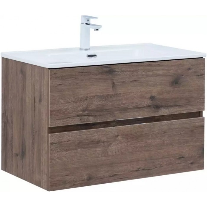 Тумба под раковину Aquanet Алвита New 90 дуб велингтон табак 334187, подвесная