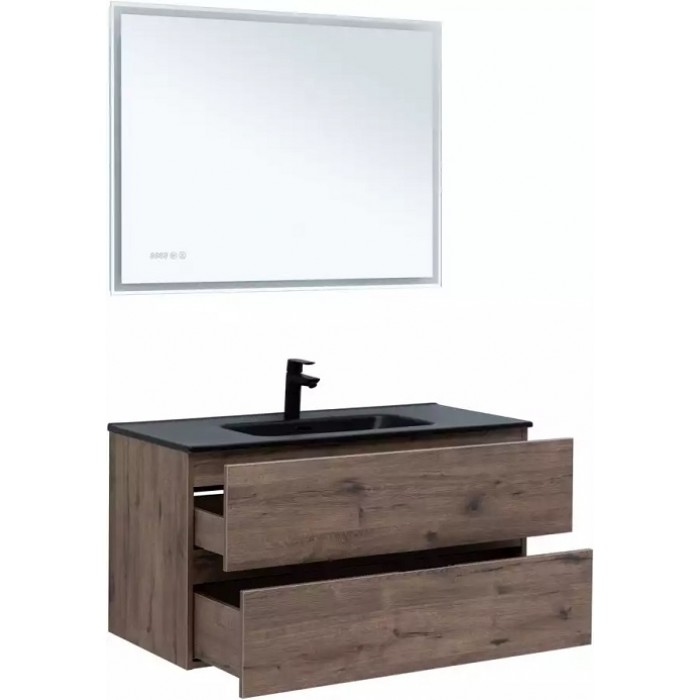 Тумба под раковину Aquanet Алвита New 100 дуб велингтон табак 334188, подвесная