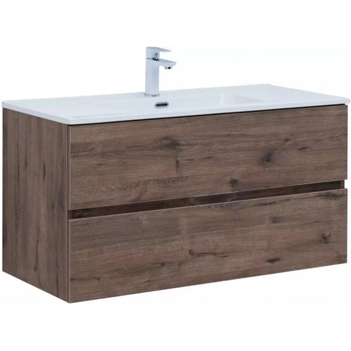 Тумба под раковину Aquanet Алвита New 100 дуб велингтон табак 334188, подвесная