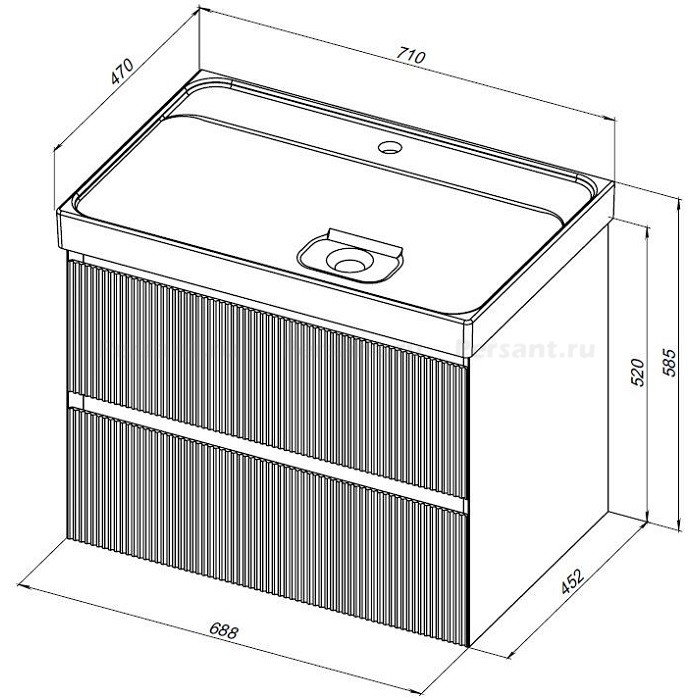 Тумба под раковину Aquanet Альтера 70 белая матовая 00337155 подвесная
