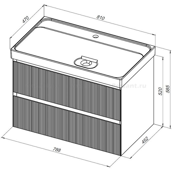 Тумба под раковину Aquanet Альтера 80 белая матовая 00337156 подвесная
