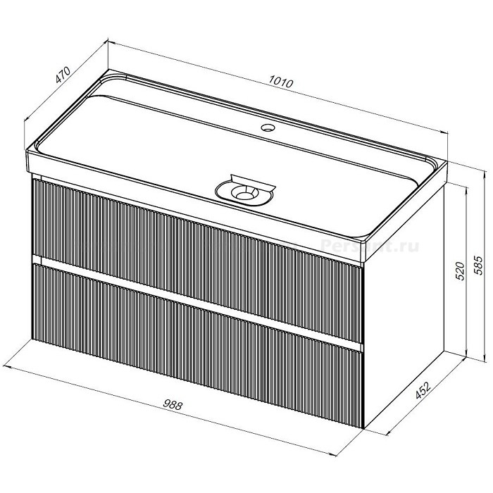 Тумба под раковину Aquanet Альтера 100 белая матовая 00337157 подвесная