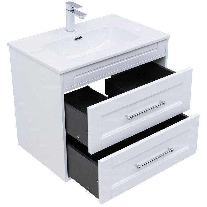 Тумба под раковину Aquanet Бостон new 70 белый сатин 00339599 ручки хром