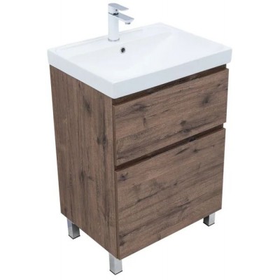 Тумба под раковину Aquanet Алвита New 60 дуб велингтон табак 344127, напольная