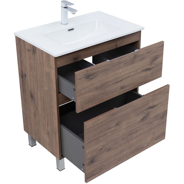 Тумба под раковину Aquanet Алвита New 70 дуб велингтон табак 344128, напольная