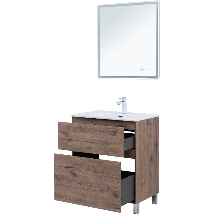 Тумба под раковину Aquanet Алвита New 70 дуб велингтон табак 344128, напольная