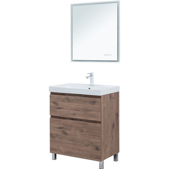 Тумба под раковину Aquanet Алвита New 70 дуб велингтон табак 344128, напольная