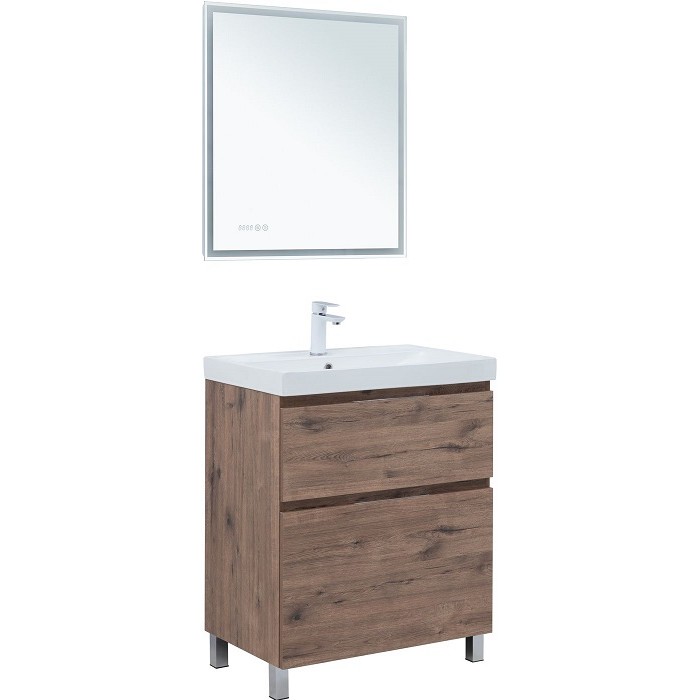 Тумба под раковину Aquanet Алвита New 70 дуб велингтон табак 344128, напольная