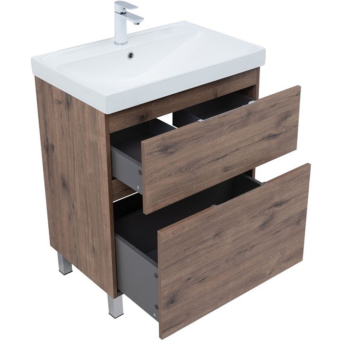 Тумба под раковину Aquanet Алвита New 70 дуб велингтон табак 344128, напольная