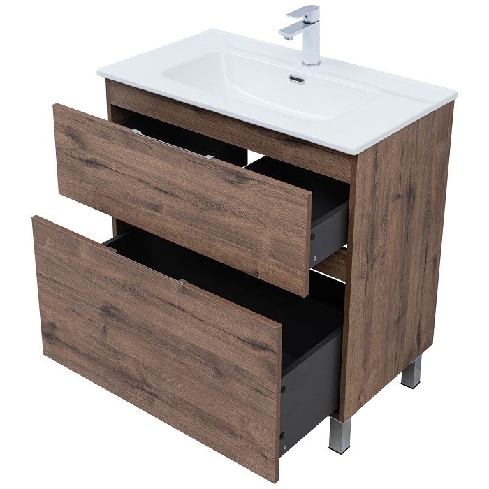 Тумба под раковину Aquanet Алвита New 80 дуб велингтон табак 344129, напольная