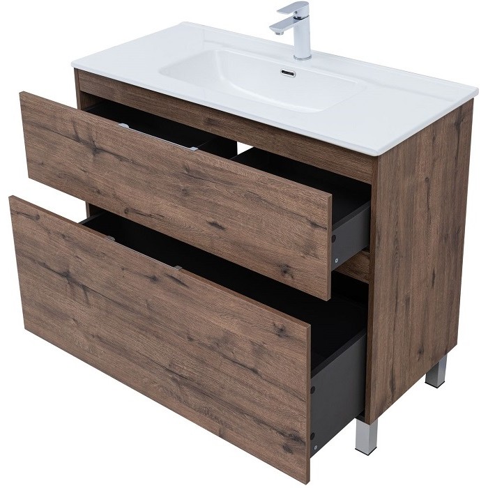 Тумба под раковину Aquanet Алвита New 100 дуб велингтон табак 344130, напольная