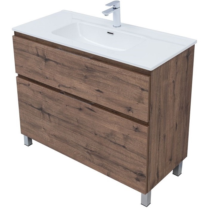Тумба под раковину Aquanet Алвита New 100 дуб велингтон табак 344130, напольная