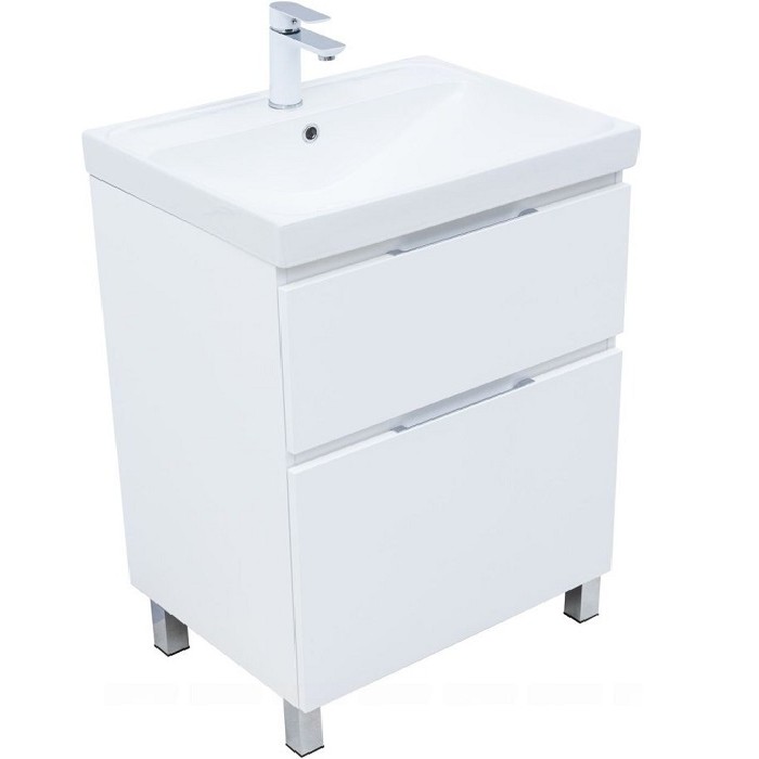 Тумба под раковину Aquanet Алвита New 60 белая матовая 344132, напольная
