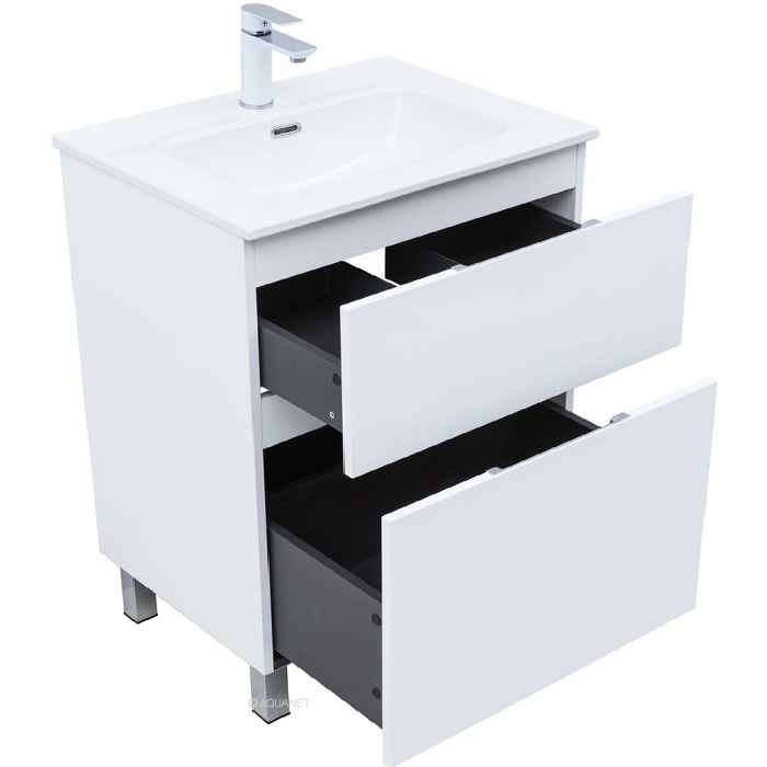Тумба под раковину Aquanet Алвита New 60 белая матовая 344132, напольная