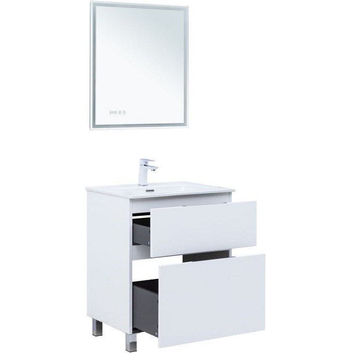 Тумба под раковину Aquanet Алвита New 60 белая матовая 344132, напольная