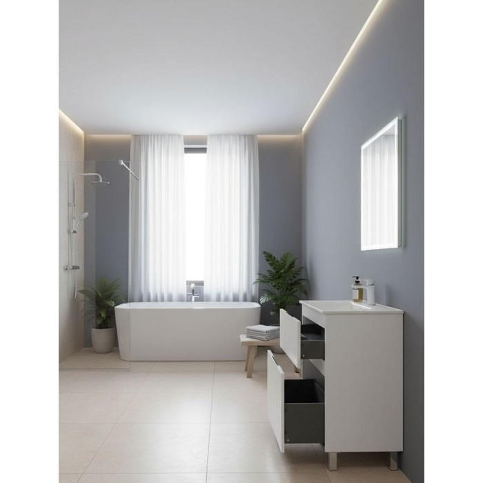 Тумба под раковину Aquanet Алвита New 80 белая матовая 344134, напольная