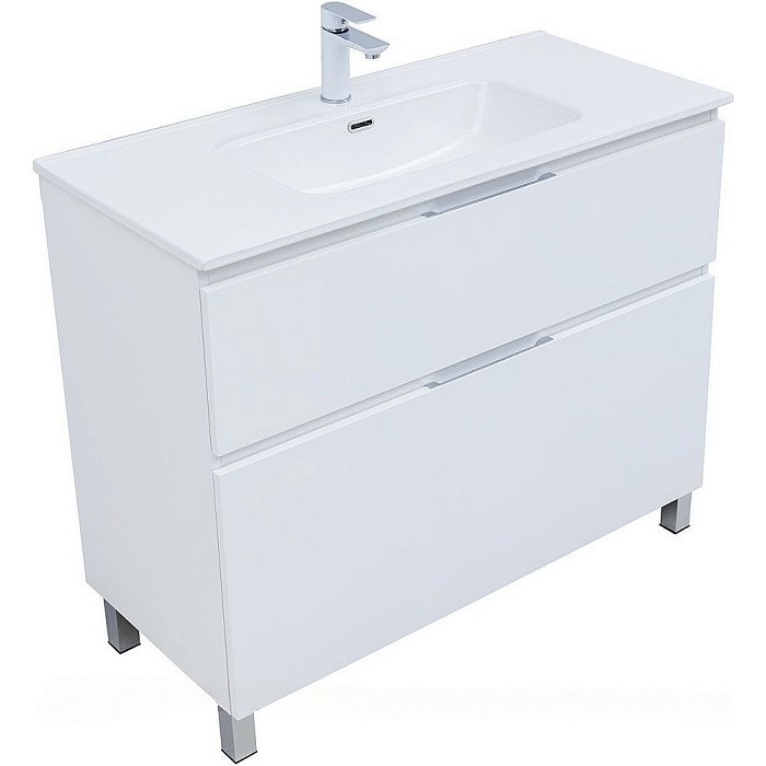 Тумба под раковину Aquanet Алвита New 100 белая матовая 344135, напольная