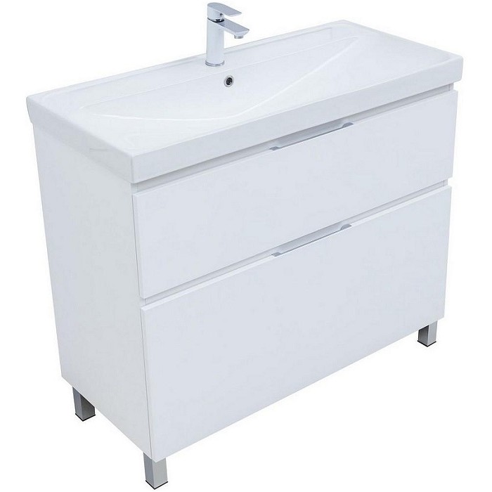 Тумба под раковину Aquanet Алвита New 100 белая матовая 344135, напольная