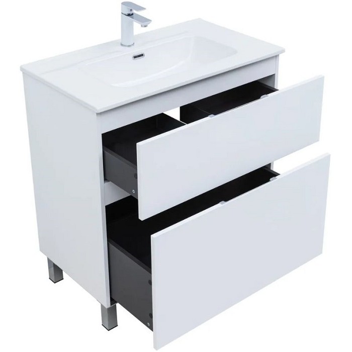 Тумба под раковину Aquanet Алвита New 80 белая матовая 344134, напольная