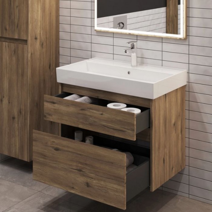 Тумба под раковину Aquanet Nova Lite 2.0 75 дуб рустикальный 00346316 подвесная