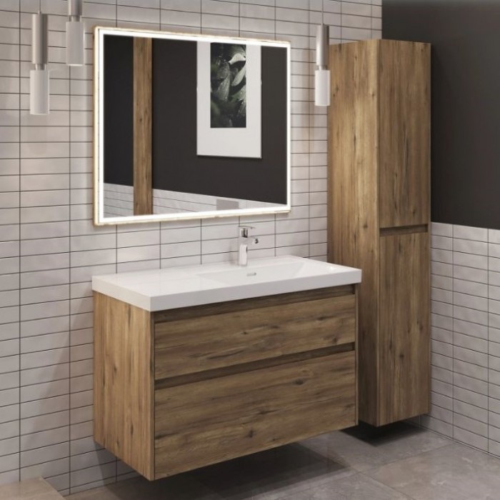 Тумба под раковину Aquanet Nova Lite 2.0 90 дуб рустикальный 00346317 подвесная, правая