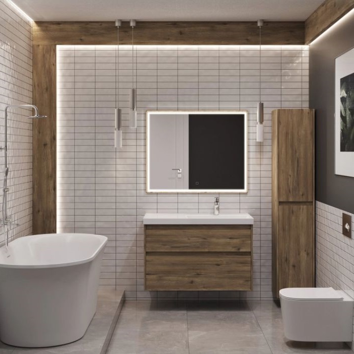 Тумба под раковину Aquanet Nova Lite 2.0 90 дуб рустикальный 00346317 подвесная, правая