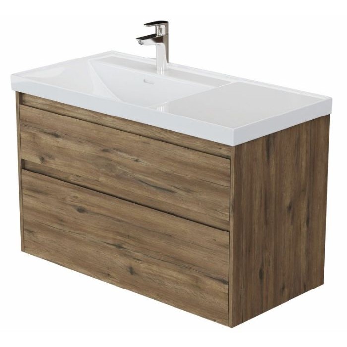 Тумба под раковину Aquanet Nova Lite 2.0 100 дуб рустикальный 00346320 подвесная, левая