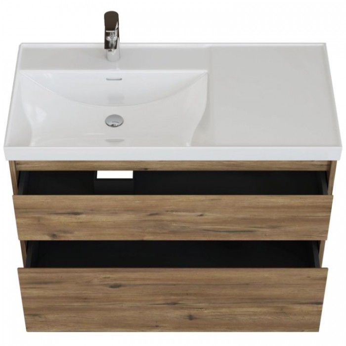 Тумба под раковину Aquanet Nova Lite 2.0 100 дуб рустикальный 00346320 подвесная, левая