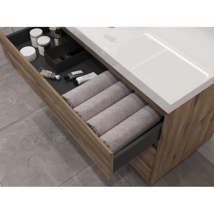 Тумба под раковину Aquanet Nova Lite 2.0 100 дуб рустикальный 00346320 подвесная, левая