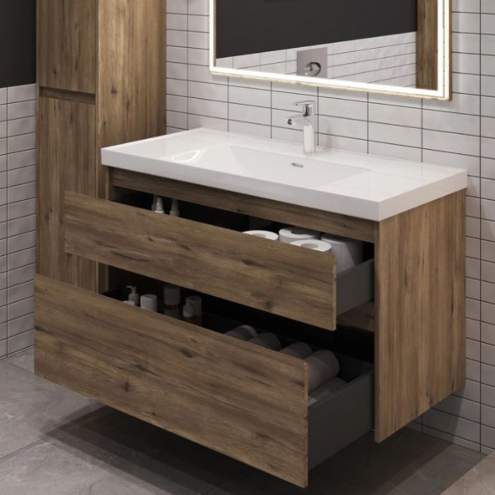 Тумба под раковину Aquanet Nova Lite 2.0 110 дуб рустикальный 00346321 подвесная