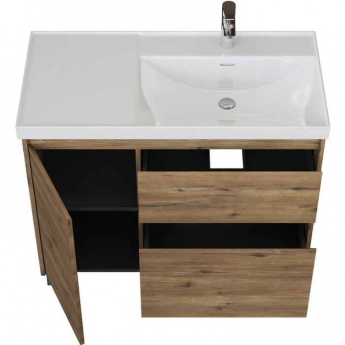 Тумба под раковину Aquanet Nova Lite 2.0 100 дуб рустикальный 00346347 напольная, правая