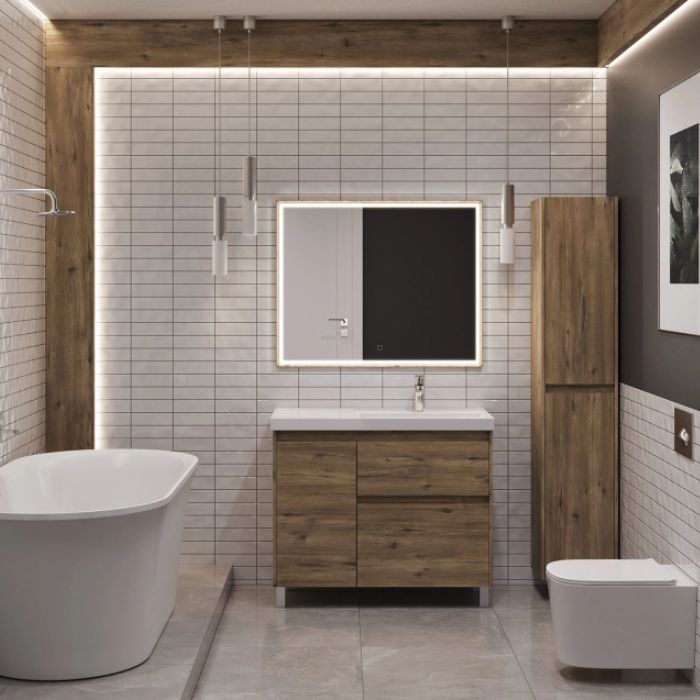 Тумба под раковину Aquanet Nova Lite 2.0 100 дуб рустикальный 00346347 напольная, правая