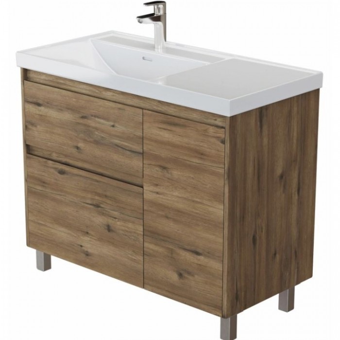 Тумба под раковину Aquanet Nova Lite 2.0 100 дуб рустикальный 00346348 напольная, левая
