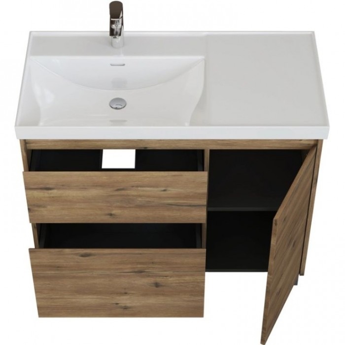 Тумба под раковину Aquanet Nova Lite 2.0 100 дуб рустикальный 00346348 напольная, левая