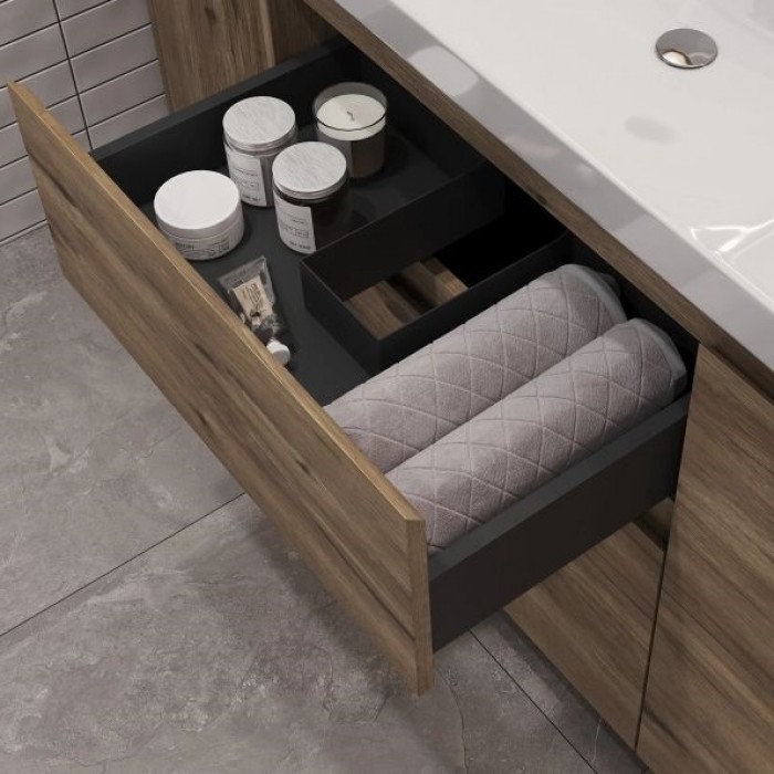 Тумба под раковину Aquanet Nova Lite 2.0 100 дуб рустикальный 00346348 напольная, левая