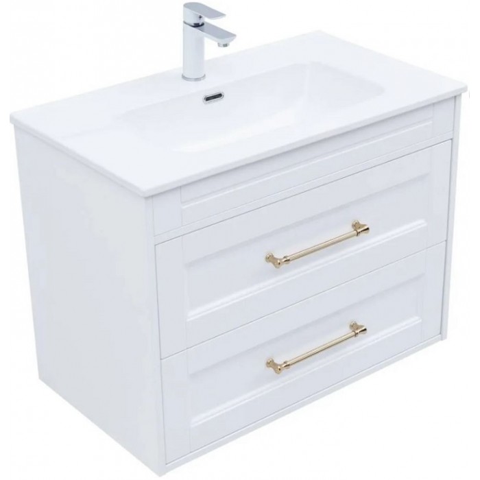 Тумба под раковину Aquanet Бостон new 80 белый сатин 00347182 ручки золото