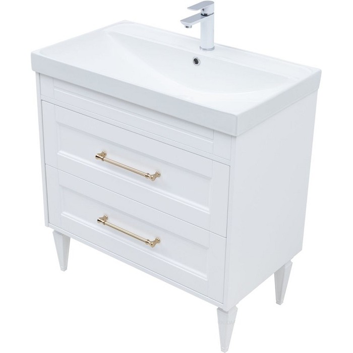 Тумба под раковину Aquanet Бостон new 80 белый сатин 00347182 ручки золото