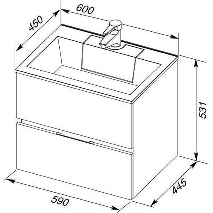 Тумба под раковину Aquanet Алвита 60 184301 подвесная, белый глянец