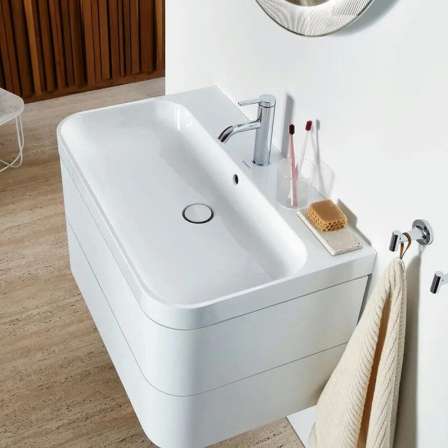 Тумба с раковиной Duravit Happy D 2 Plus 78 HP4347O2222 подвесная Белая глянцевая