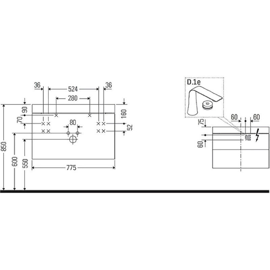 Тумба с раковиной Duravit Happy D 2 Plus 78 HP4347O2222 подвесная Белая глянцевая