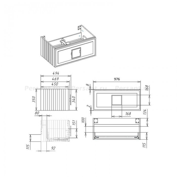 Тумба под раковину La Fenice Cubo 100 FNC-01-CUB-G-100 Grigio, подвесная