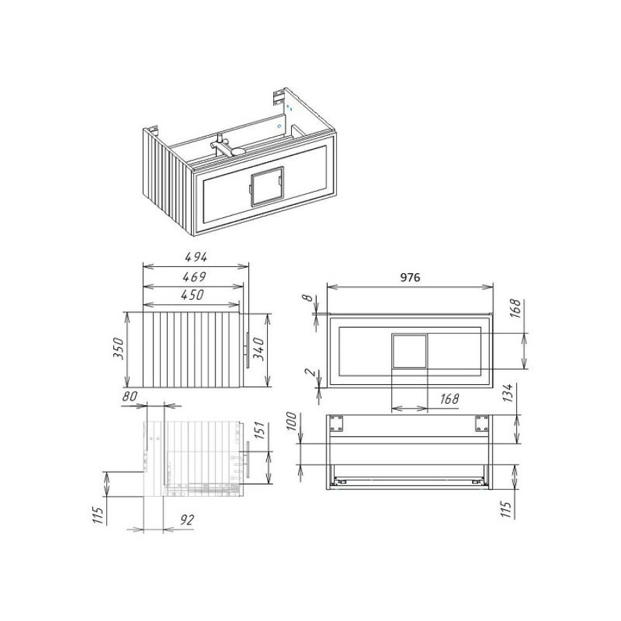 Тумба под раковину La Fenice Cubo 100 FNC-01-CUB-G-100 подвесная Серая матовая