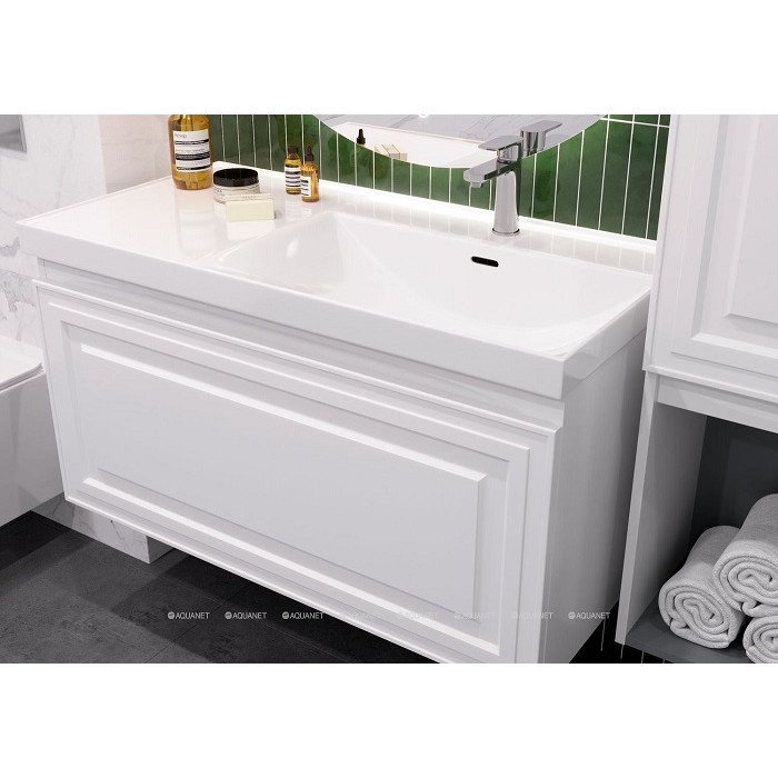 Тумба под раковину Aquanet Агата 100 345483 подвесная, белый сатин