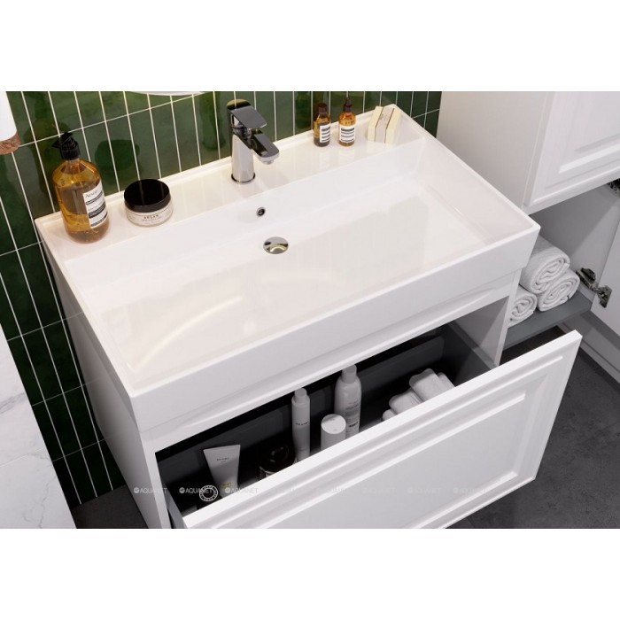 Тумба под раковину Aquanet Агата 75 345481 подвесная, белый сатин