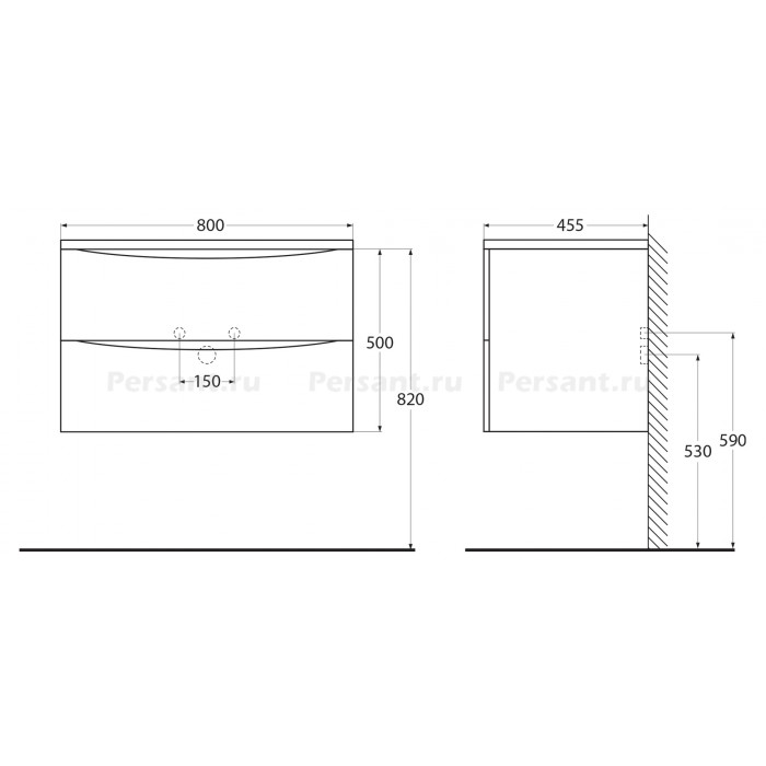 Тумба под раковину BelBagno Acqua 80 ACQUA-800-2C-SO-RR подвесная Rovere Rustico