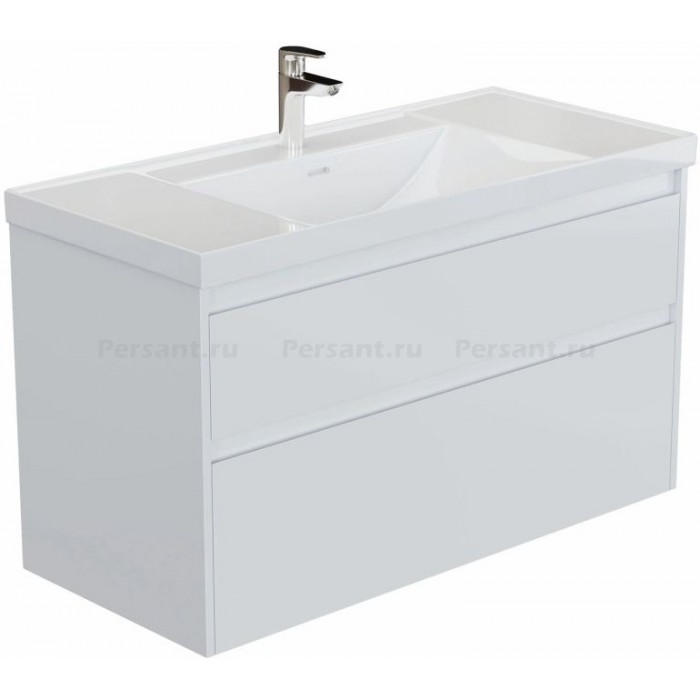 Тумба под раковину Aquanet Nova Lite 2.0 110 белый глянец 00346314 подвесная