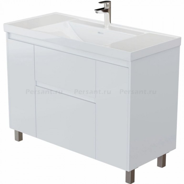 Тумба под раковину Aquanet Nova Lite 2.0 110 белый глянец 00346342 напольная