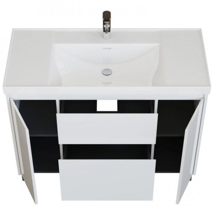 Тумба под раковину Aquanet Nova Lite 2.0 110 белый глянец 00346342 напольная