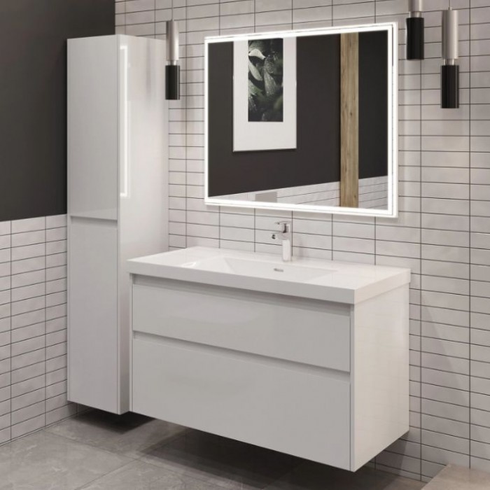 Тумба под раковину Aquanet Nova Lite 2.0 110 белый глянец 00346314 подвесная