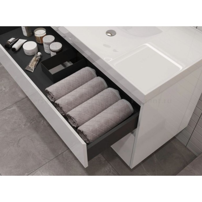 Тумба под раковину Aquanet Nova Lite 2.0 110 белый глянец 00346314 подвесная